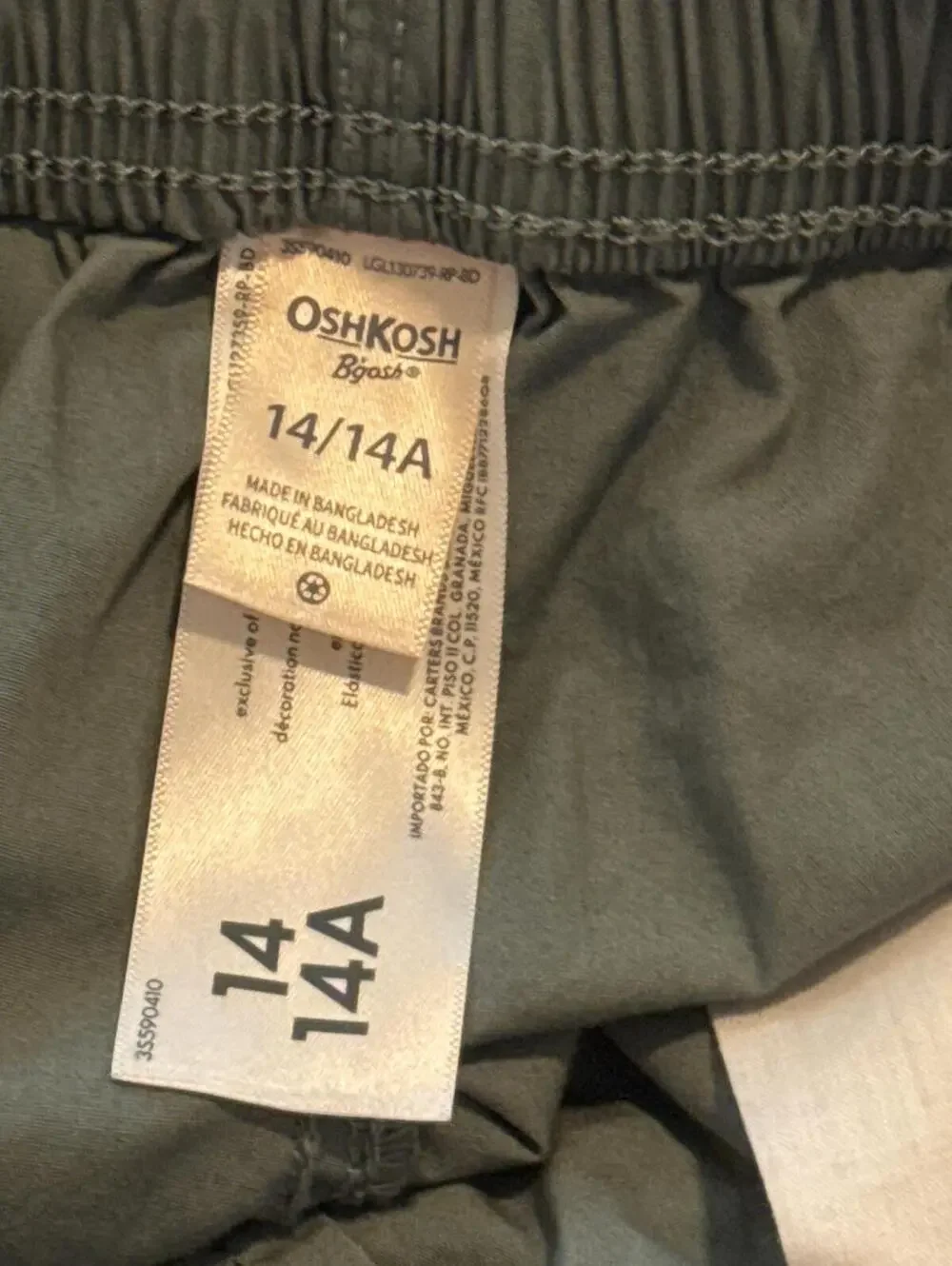 OshKosh B'gosh Kids Cargo Pants Green Utility Size 14